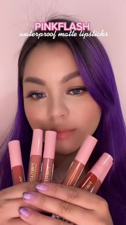 PINKFLASH 4PCS Lipstick Set Soft Matte Liquid Lipstick Waterproof VE Moisturising Long Lasting Lip Tint Lightweight