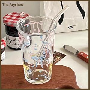 [The Fayshow] Cốc thủy tinh dễ thương cốc nước hoạt hình cốc thủy tinh sọc dễ thương Doodle cốc cà phê hộ gia đình Trà trái cây nước chanh cô gái Quà Tặng