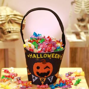 ZHUNIEDU Happy Halloween Day Halloween Candy Bag Large Capacity Trick Or Treat Pumpkin Handbag Kawaii Loot Bag Halloween Decoration