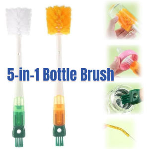 Multifunctional 5 in 1 Bottle Brush Long Handled Carrot Narrow Mouthed Washing Cup Brush Bottle Brush Cup Cover Groove Brush Straw Brush