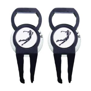 2Pcs Portable Ball Marker Divot Tool Golf Ball Marker Zinc Alloy Divot Repair Tool Pitch Grooves Cleaner Golf Accessories