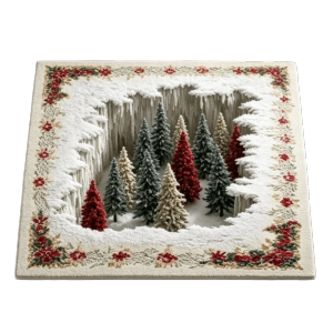 FOUNDTWO In phẳng 2D Thảm trải sàn 3D tạo hiệu ứng thị giác chủ đề Giáng sinh Ông già Noel Cây Tuần Lộc Thảm trải sàn Lễ hội Nhung Thảm Giáng Sinh Giáng sinh