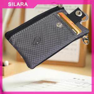 SILARA ที่ใส่ตราสัญลักษณ์พร้อมช่องแสดงบัตรประจำตัวกระเป๋าสตางค์ขนาดเล็กกันน้ำกันขโมยกระเป๋าสตางค์มีสายคล้องบัตรมีซิปแบบบางสำหรับผู้ชายและผู้หญิง