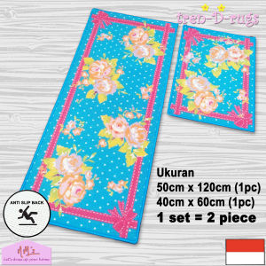 Tren-D-rugs Karpet Keset bulu alas lantai ruang tamu dapur panjang lorong runner kitchen mat anti slip murah 1 set isi 2 pcs - 50 cm x 120 cm ( 1 pc ) + 40 cm x 60 cm ( 1 pc ) - NMs