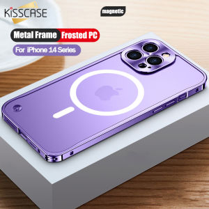 [Kèm Miếng Dán] KISSCASE Ốp Nam Châm Magsafe Trong Suốt Sang Trọng Ốp Mỏng Mờ Viền Kim Loại Nhôm Chống Sốc Cho iPhone 14 Pro Max 13 12 11 Ốp Lưng Cứng Bảo Vệ Ống Kính Máy Ảnh