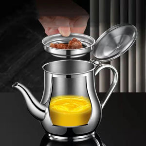 24oz 32oz Stainless Steel Oil Container Can Household Oil Strainer Kitchen Oil Filter Pot Oil Bottle