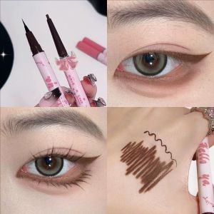 Dorisna Dual-Ended Eyeliner Ultra-Fine Liquid Liner & Gel Pencil 2 in 1 Long-Lasting Smudge-Proof Waterproof Eyeliner Brown Black