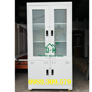 TỦ HỒ SƠ KÍNH VĂN PHÒNG GIÁ RẺ TẠI XƯỞNG - MÀU TRẮNG - CÓ BÁNH XE