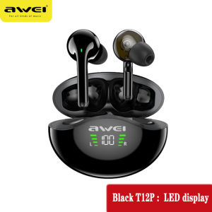 Awei T12P Bluetooth Earphone Power Display Earphone IPX6 Waterproof Wireless Earbuds 350mAh High-capacity Charge Box