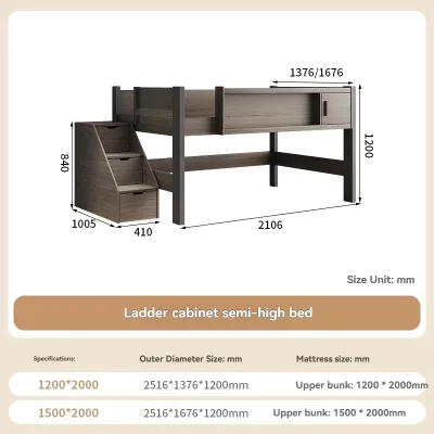 [Pre-order]Half height storage bed home small unit boys and childrens bed combination under bed desk wardrobe integrated half height storage bed