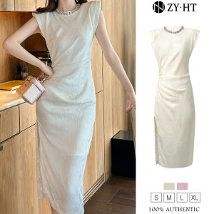 ZYHT EraVogue เดรสผู้หญิง เดรสสีชมพู สีขาว เดรสแขนกุด เดรสทำงาน เดรสไฮโซ เดรสวินเทจ เดรสออกงาน เดรสปาร์ตี้ ชุดราตรี 80128