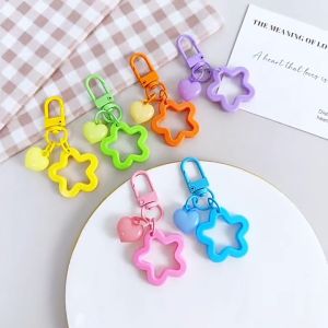 Acrylic Hollow Five Pointed Star love Pendant 10pcs Childrens Fun Keychain Pendant Wireless Headphone Cover Accessory