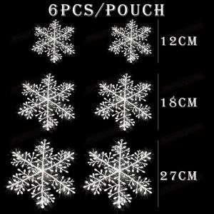 6pcs/set Snowflake Christmas Tree Decoration Winter Snowflake Hanging Window Christmas Tree Ornament