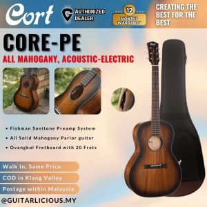 Cort Core-PE AMH All Mahogany Acoustic Guitar with Fishman Sonitone Pickup - Open Pore Black Burst (OPBB)