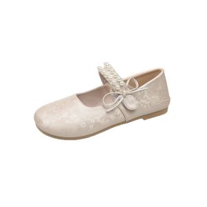 Free Shipping WomenS Shoes 2026 Autumn New Pearl Bow Ballet Flats Soft Sole Shallow Toe Shoes