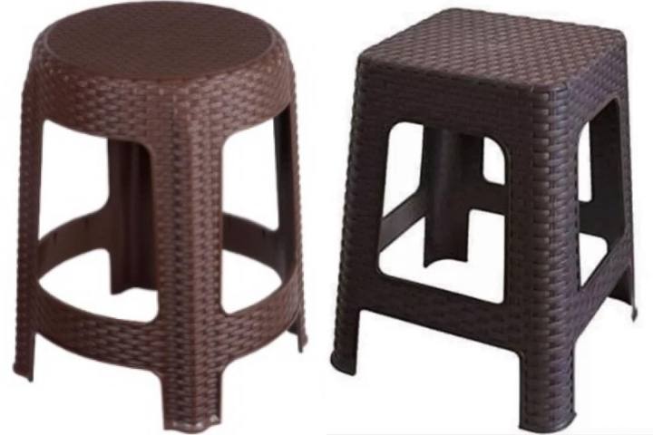Plastic Rattan Chair Stool Square Stool Chair Round Stool Chair BROWN