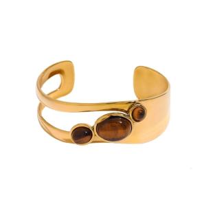 Stainless Steel Pearls Open Cuff Bracelet for Women Irregular Adjustable Wristband Geometric Accessory Hiphop
