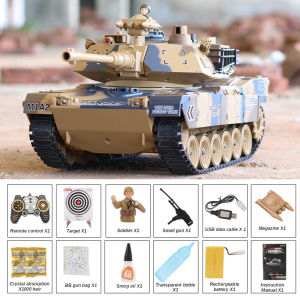 Military tanks remote control alloy track type combat tanks can fire bullets water bombs will smoke 2.4G can shoot remote control tank toys