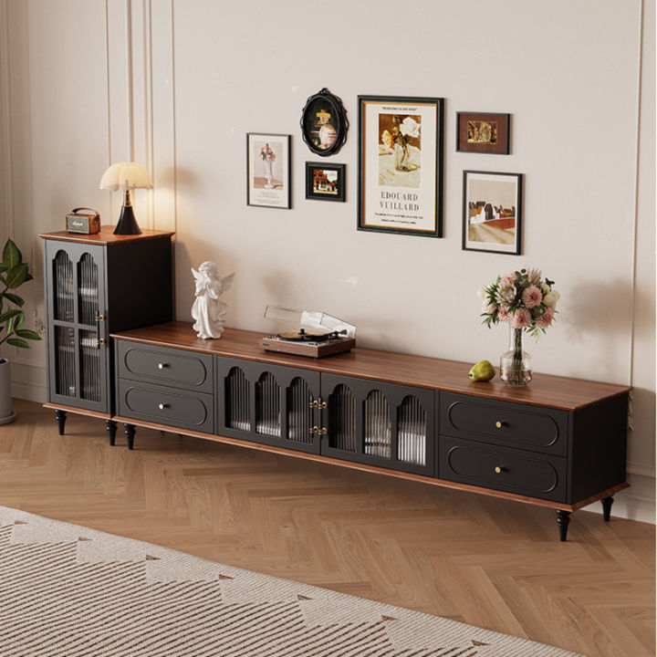 ⚡TV Cabinet Vintage Style Coffee Table Set Small Apartment Living Room ...