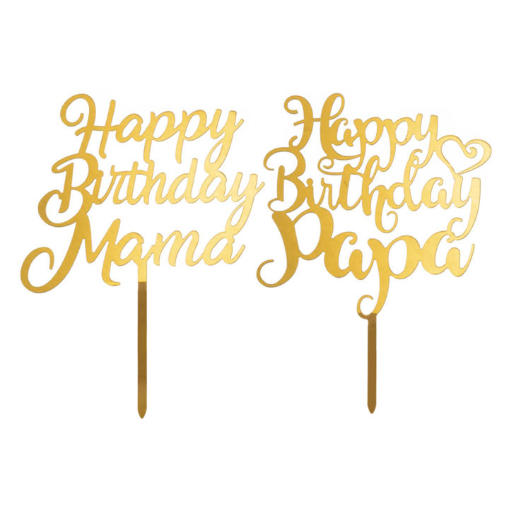 Acrylic Happy Birthday PaPa Happy Birthday MaMa Cake Topper Cake