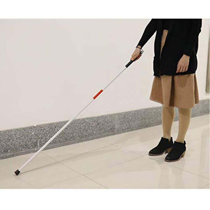 Foldable Blind Walking Cane Reflective Red and White NonSlip Aluminum