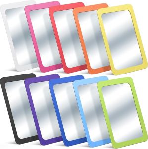 Dandat 10 Pcs Small Mirrors for Crafts Shatter Proof Mirror for Kids Toddler Mirror Round Corners Square Unbroken Mirror for School Classroom Bathroom(Bright Colors)