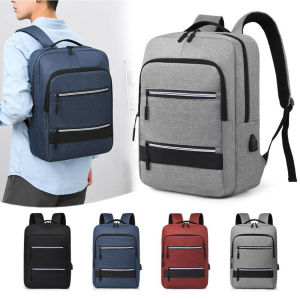 15 inch Laptop USB Backpack Men Waterproof Backbag Male Business Backpack With Reflective Strip 28x40x14cm