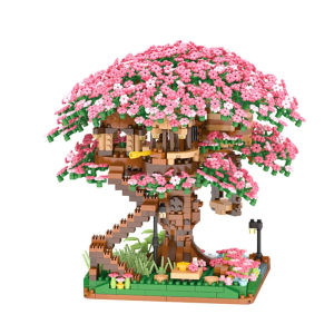 Sakura Tree Building Blocks Set Cherry Blossom Bricks with Light Tree House Model Ornament Romantic Gift for Girlfriend DIY