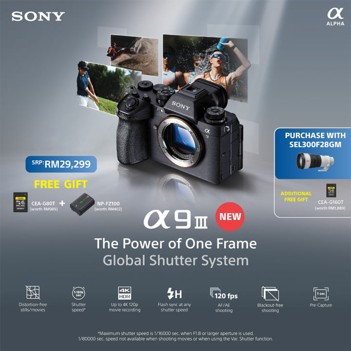 Sony A9III , A9 III , A9M3 Mirrorless Camera With Global Shutter Body