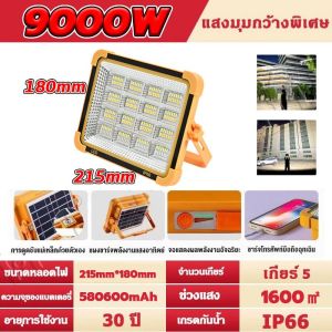 【พร้อมส่ง+COD】ไฟแคมป์ปิ้ง led 15600W ไฟฉุกเฉิน โซล่าเซลล์ โคมไฟ แท้ ไฟโซล่าเซล solar light ปรับความสว่างได้4เกียร ชาร์จ USB โซล่าเซลล์ชาร์จแบตมือถือ จอแสดงผลแบตเตอรี่อัจฉริยะ ตัวเครื่องกันน้ำ IP66 ไฟสำรอง สปอร์ตไลท์โซล่าเซลล์ ไฟพกพาอเนกประสง