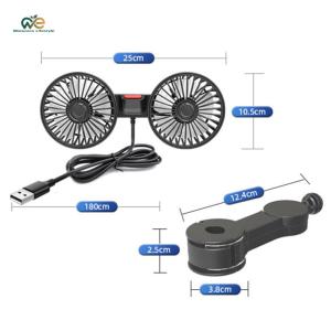 12V/24V Car Seat Back Cooling Fan USB Charging Auto Headrest Ventilation Fan Dual Head Electric Car Cooling Fan 360 Degree Rotation for Vehicle SUV [Winnereco Lifestyle]