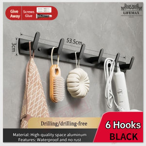 [SG Seller] Space Aluminum Free Drilling Hook/Clothes Hook/Coat hook/porch wall-mounted hook/Bath Accessories Rust-proof