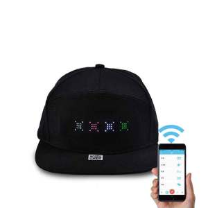 Bluetooth LED Hat RGB Four Color Programmable Matrix Board Baseball Hat DIY Soft Cotton Screen Cap USB Rechargeable