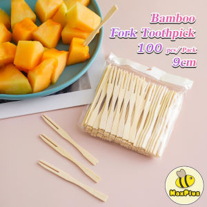 MaxPlus Bamboo Fork Small Fork for Siomai Takoyaki Fishball Fruits Salads Desserts 100 pcs