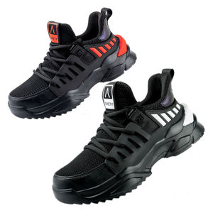 Lightweight Reflective Safety Shoes Men Steel Toe Anti-crush Anti-piercing Breathable Wear-resistance Outdoor Work Shoes