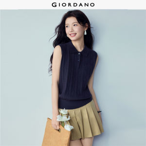 Giordano Beau Monde Women Collared cable knit sweater vest Free Shipping 13356259
