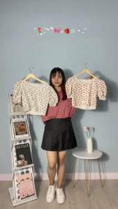 NJ SHOP FATIN BLOUSE CROP TOP POLY RIB KNIT KOREAN STYLE CANTIK
