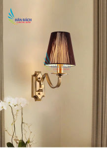 [VỪA RẺ - VỪA ĐẸP Đèn tường thân mạ vàng cao cấp chao vải Đèn tường decor trang trí có bóng led
