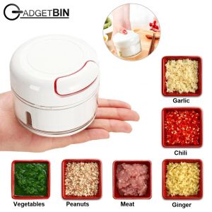 Multifunctional Mini Food Chopper Manual Speedy Vegetables & Fruits Slicer Garlic Ginger Cutter Meat Mincer Blender Crusher Stainless Steel Sharp Blade Kitchen Helper Kitchen Accessories