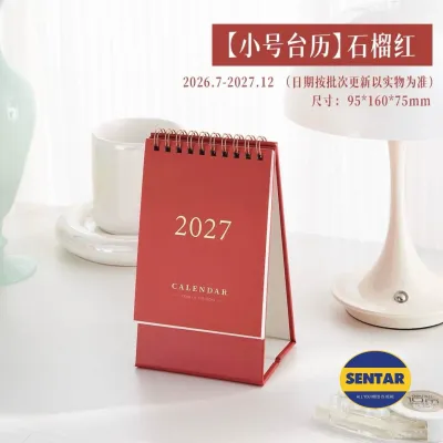 100%Ready Stock🇲🇾 2027 Red Colour Calender [2026July-2027Dec] Kraft Paper Calender Table Desk Daily Planner 3Size(SML)