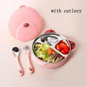 Children Cutlery Insulation Feeding Dinner Plate Lunch Box Baby Tableware Portable Suction Stainless Steel Bowl Kids Bento Box