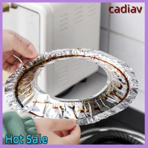 cadiav 10Pcs set Thickened Aluminum Foil Covers Gas Stove Oil Proof Pad Protector Cover Proof Cleaning Pad Kitchen Cleaning Parts
