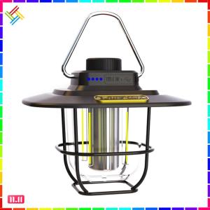 LED Hanging Camping Lamp Vintage Portable Emergency Light Stepless Dimming Waterproof IPX4 Rechargeable for Outdoors for Hiking Camp for Home
