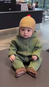 Boys sweater for spring and autumn 2026 Baby knitted woolen warm romper infant clothing