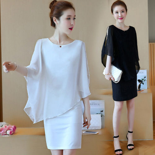 Plus Size Elegant Women Dress Office Lady Chiffon Dresses