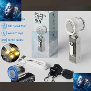 2026 NEW Mini Handheld Turbo Fan 100 Speed Wind LED Digital Display Adjustable Portable High Speed Air Cooling Fan