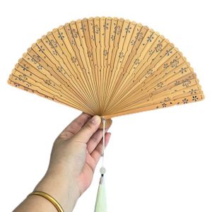 FOUNDTWO Màu đơn sắc Quạt tre gấp Di động Sakura Quạt cầm tay thanh lịch Đạo cụ chụp ảnh Cổ điển Quạt xếp nữ Trang trí nhà cửa