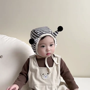 Cotton Mũ trẻ em Với Thiết Kế Mềm Mại Thoáng Khí mũ trùm đầu Mùa Xuân đầu thu Sọc Beanies Cap Cho Trẻ Mới Biết Đi