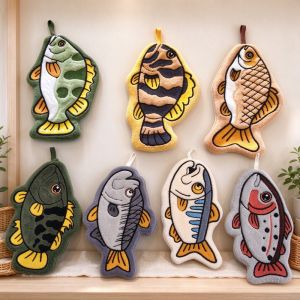 HQIANGDA Coral Fleece Fishing Hand Towel Absorbent Quick Dry Lure Fishing Wipe Cloth Professional Washable Fish Shaped Towel OutdoorKitchen Etc