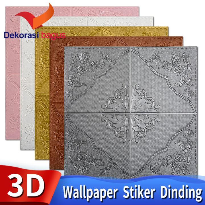 2022 Wallpaper 3D pola Damaskus Foam 70*70CM Stiker Wallfoam Dinding 3D Dekorasi Rumah